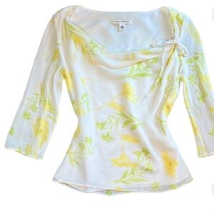 Banana republic floral sheath silk boat neck top size small